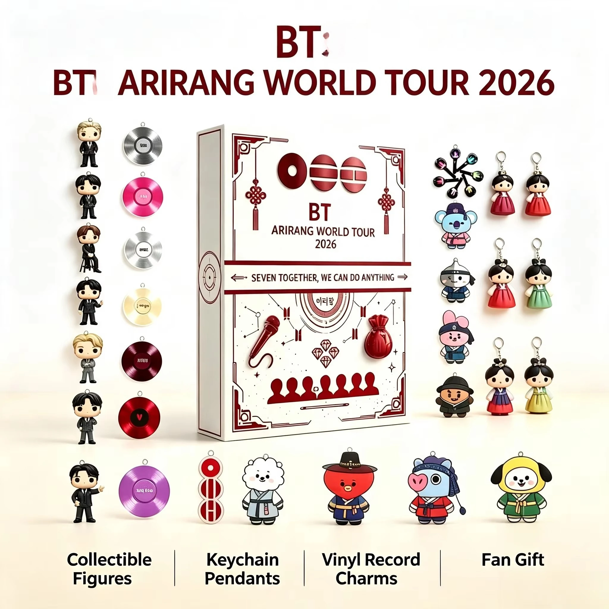 BT21 Arirang World Tour 2026 Countdown Blind Box 24Pcs Doll Pendant Vinyl Record Keychain Figure Collectible Gift