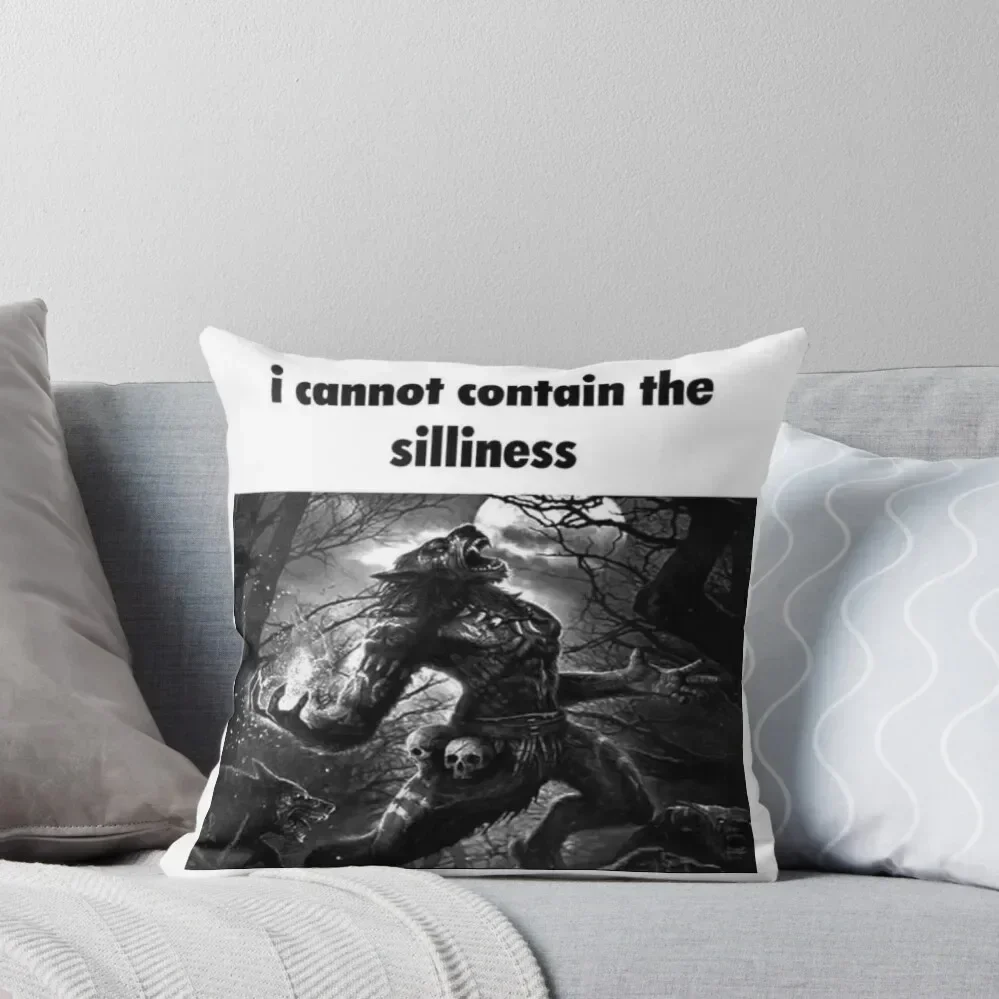 

i cannot contain the silliness wolf meme Throw Pillow Pillows Aesthetic Anime pillow
