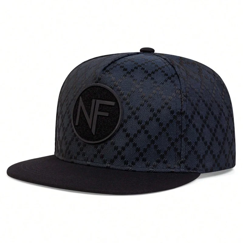 Unisex Jacquard Geometric Pattern Snapback Cap, Flat Brim Adjustable Street Hip Hop Baseball Hat, Multi Colors Available