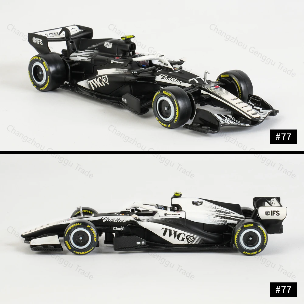Bburago 1:43 Cadillac Formula 1 Team MAC-26 77 11 Static Simulation Diecast Alloy Model F1 Racing Formula Car Acrylic Box