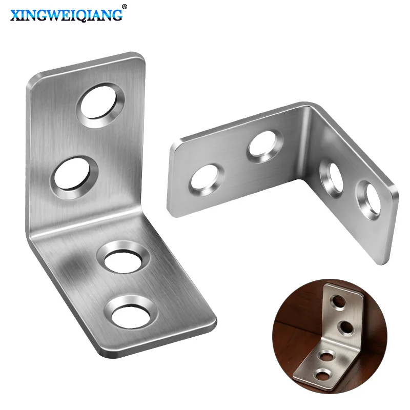 Stainless Steel 90-Degree Right Angle Fixed Bracket Stable Furniture Iron Connection Piece for Home Improvement