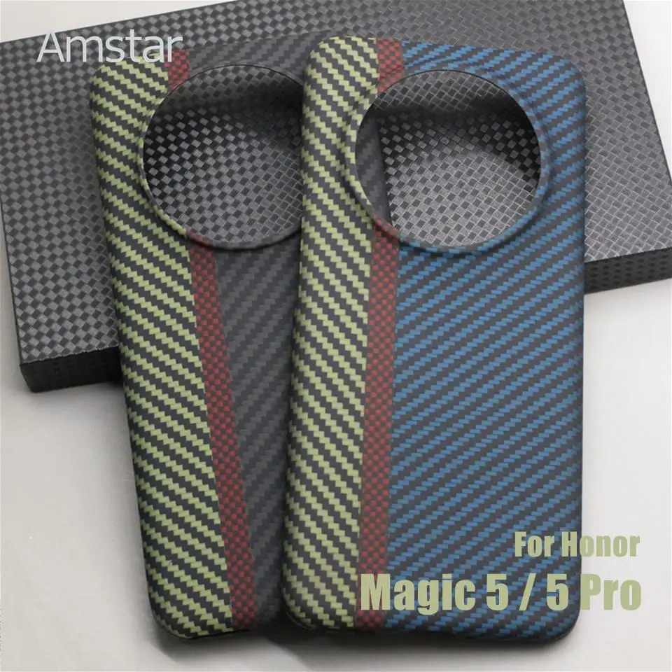 Amstar Multicolor Carbon Fiber Phone Case for Honor Magic 5 Pro Ultra-thin Business Aramid Fiber Cover for Honor Magic 5 Cases