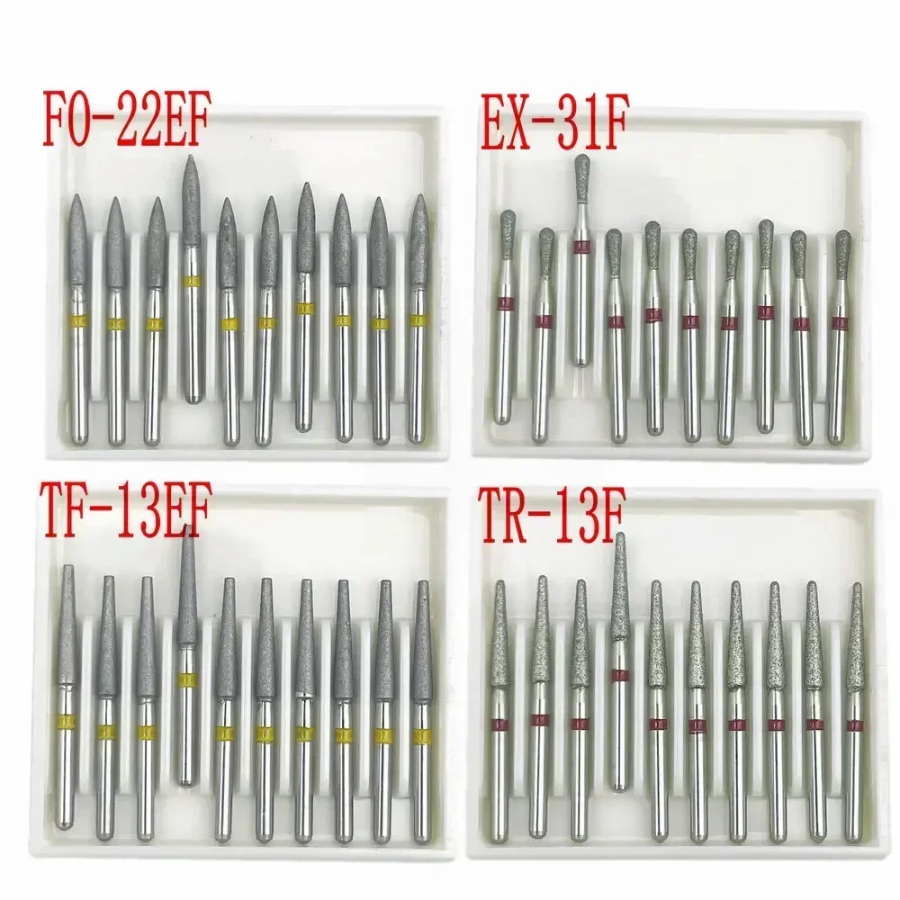 10pcs/box Dental Diamond Burs Drill FG Diamond 1.6mm Shank for High Speed Handpiece Burs