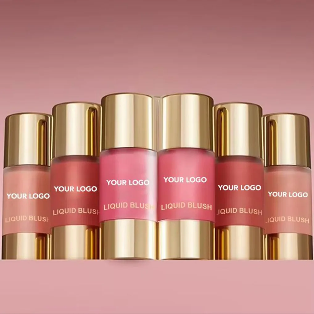 Vegan 7 Color Dropper Liquid Blush Private Label Natural Brighten Skin Long Lasting Non Fading Blusher Contour Custom Makeup