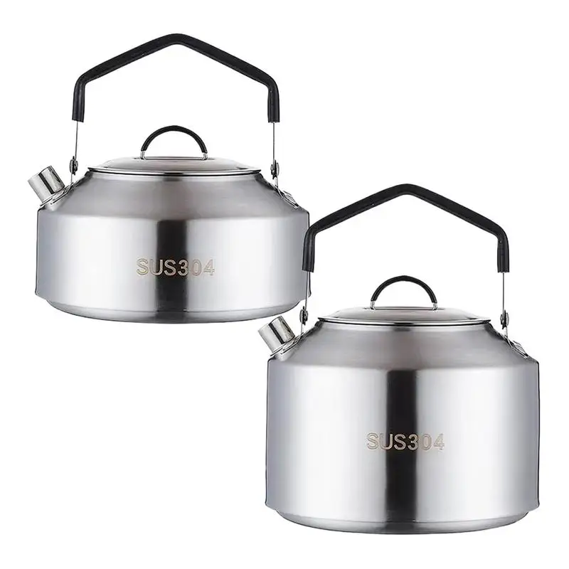 1L/1.5L Camping Water Kettle Outdoor Coffee Kettle Tableware Picnic Set Supplies Durable Camping Tea Kettle Tourism Cookware