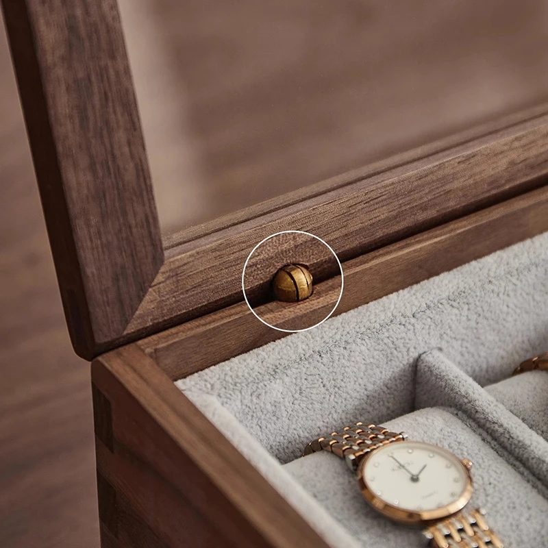 Solid Wood Watch Storage Box Black Walnut Wood Wrist Watches Jewelry Collection Boxes Watch Organizer Display Case Gifts for Man