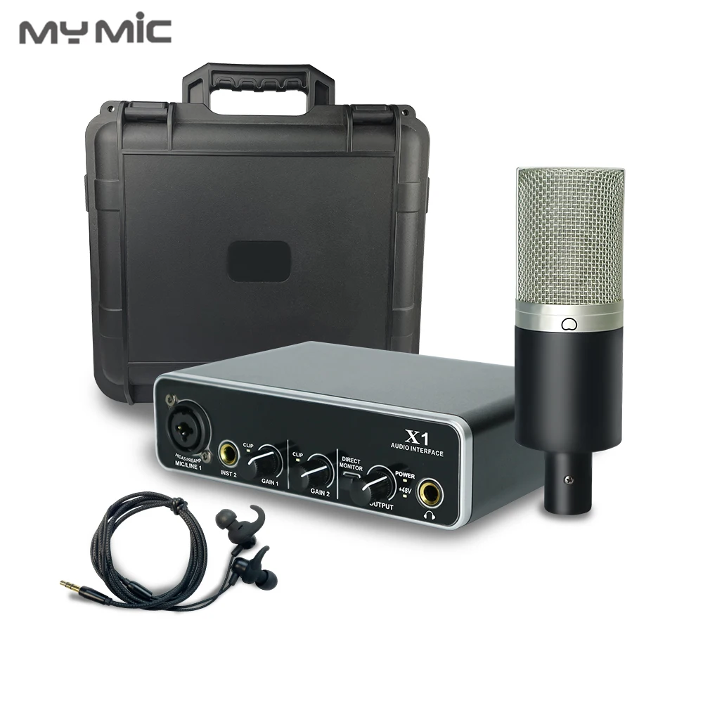 MX14 professional microphone set condenser studio microphone headphone USB sound card audio interface for PC recording