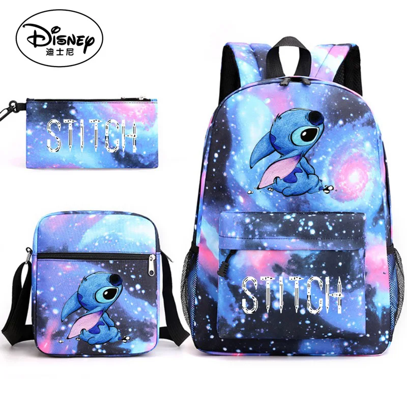 Disney 3pcs/Set Stitch Kids Backpack Cartoon Stitch Print Kindergarten Pencil Case Boy Girl Shoulder Bag Children Schoolbag Gift