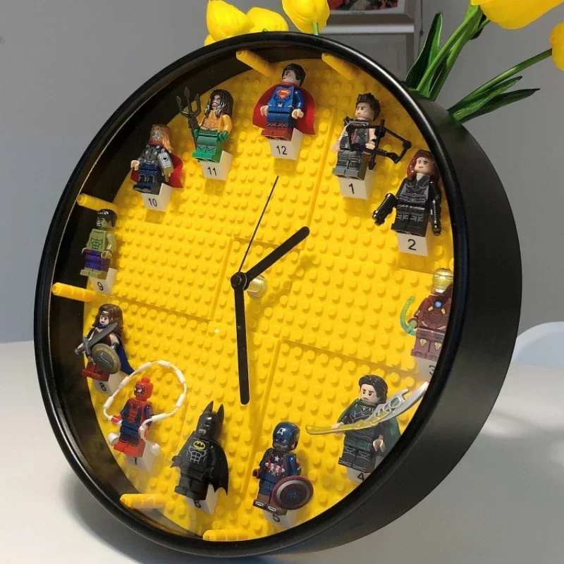 Building block clock compatible with Lego wall clock silent children's room creative cartoon wall clock wall decoration