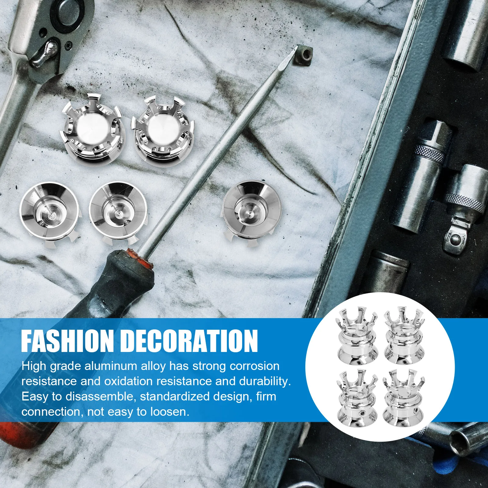 

4Pcs Aluminum Nut Covers Durable Front Axle Caps Silver Replacement Screw Caps Motorcycle Modification Supplies Motorbike
