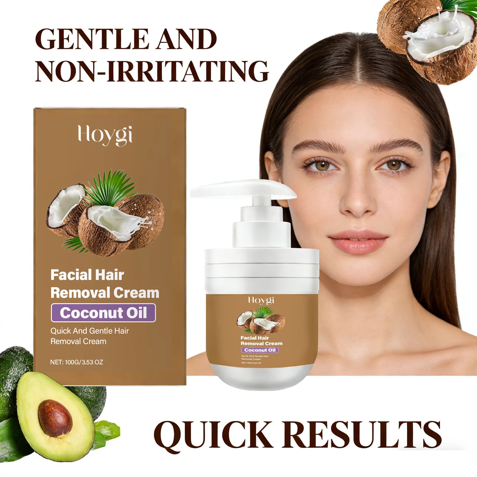 

Крем для удаления волос с кокосовым маслом, крем для лица, подмышек, ног, рук, бороды, быстрое удаление волос, безболезненное питательное средство для гладкой кожи, ингибитор роста волос