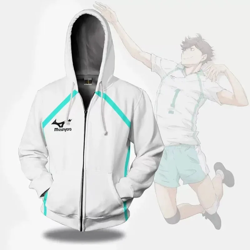 Anime haikyuu hoodies hinata shoyo com capuz ibkejiri hayato cosplay jaqueta oikawa tooru roupas com zíper moletom unisex casaco com capuz