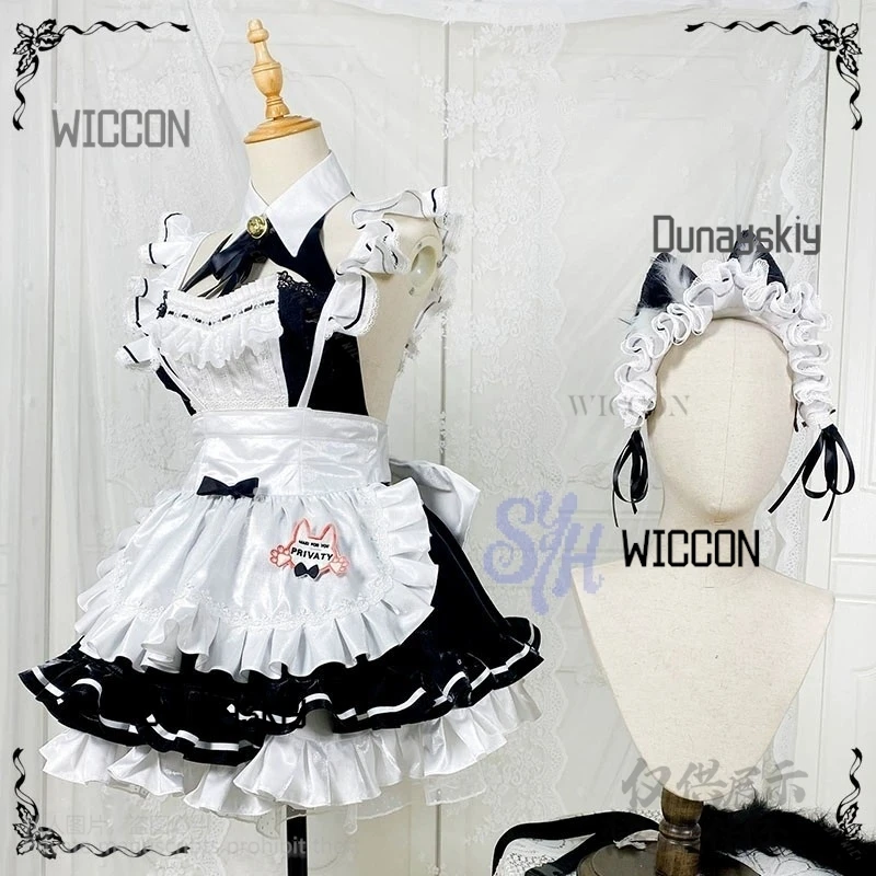 Juego de Anime Nikke Cosplay disfraz privado Sexy Kawaii Neko gato vestido de sirvienta dulce encaje volantes Lolita Jsk Jirai Kei niñas Halloween
