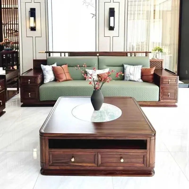 Ebony sofa combination modern simple living room, light luxury lux ury leather furn iture