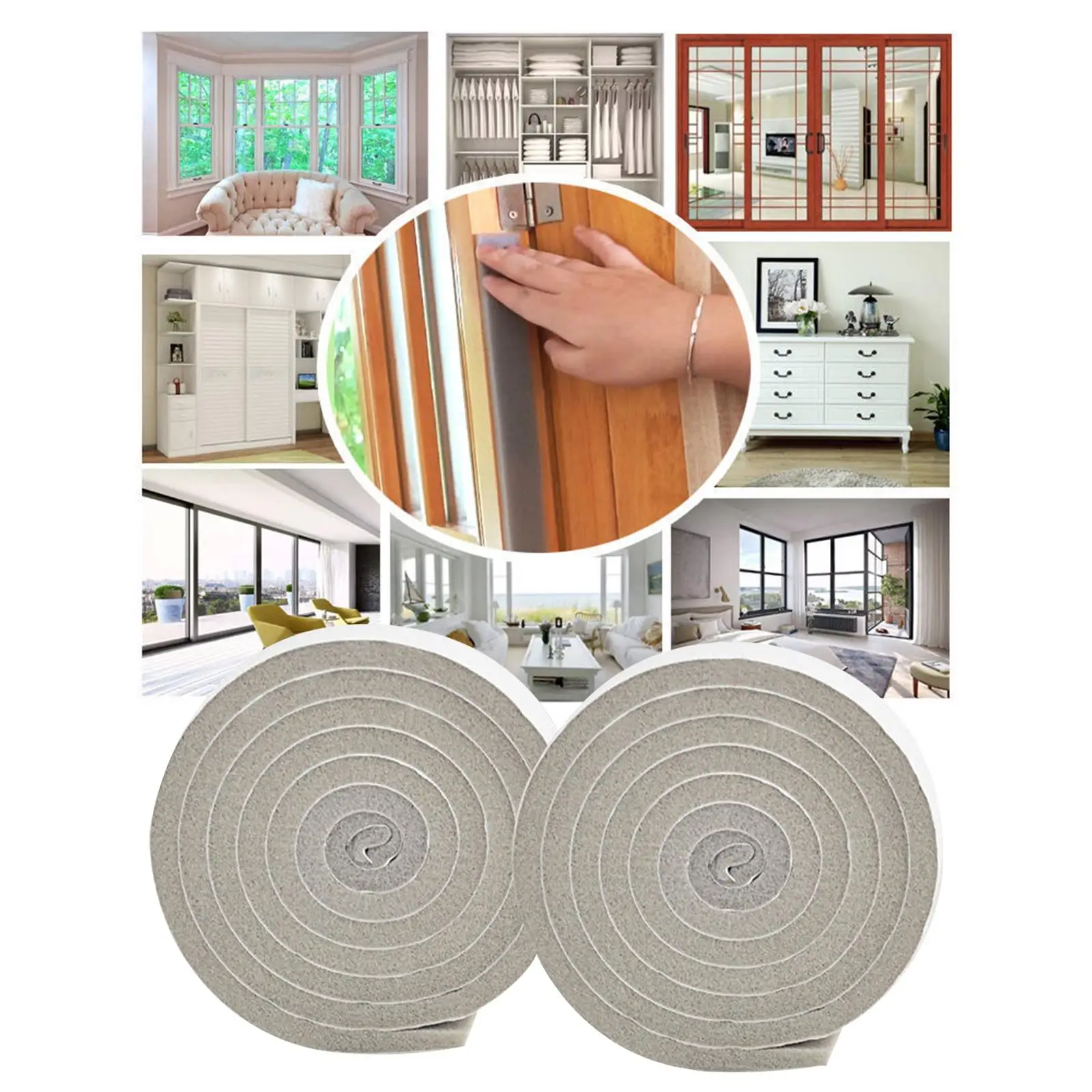 2Pcs Door Weather Seal Strip 2M Insulation Strip Tape for Air Conditioner Window