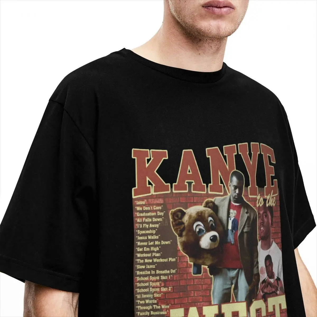 College Dropout Kanye West Bear Men Women's T Shirt Rapper Hip Hop Tees Short Sleeve Crew Neck T-Shirts Pure Cotton Clothes image 2