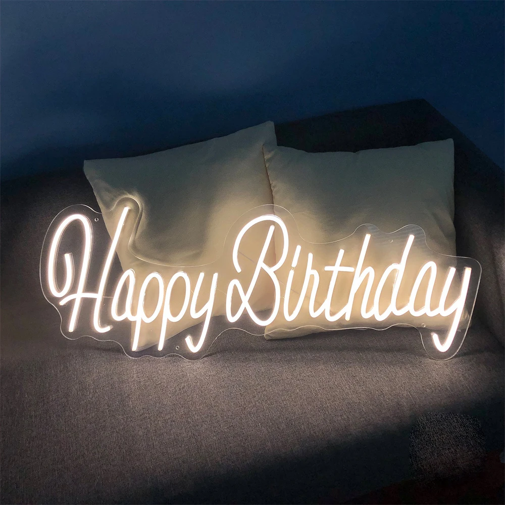 

Happy Birthday Custom Neon Sign Letters Board Background Led Light Birthday Party Restaurant Cafe Wall Decor Personalized Gift