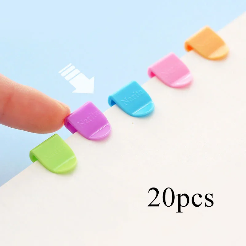 20pcs Colorful Notebooks Memo Clip Label Clip Folder Transparent Plastic Paper Holder Bookmarker Decor Fixed Office Stationery