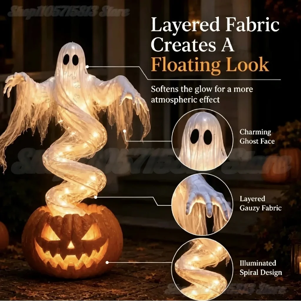 LED Ghost Pumpkin Yard Light 5