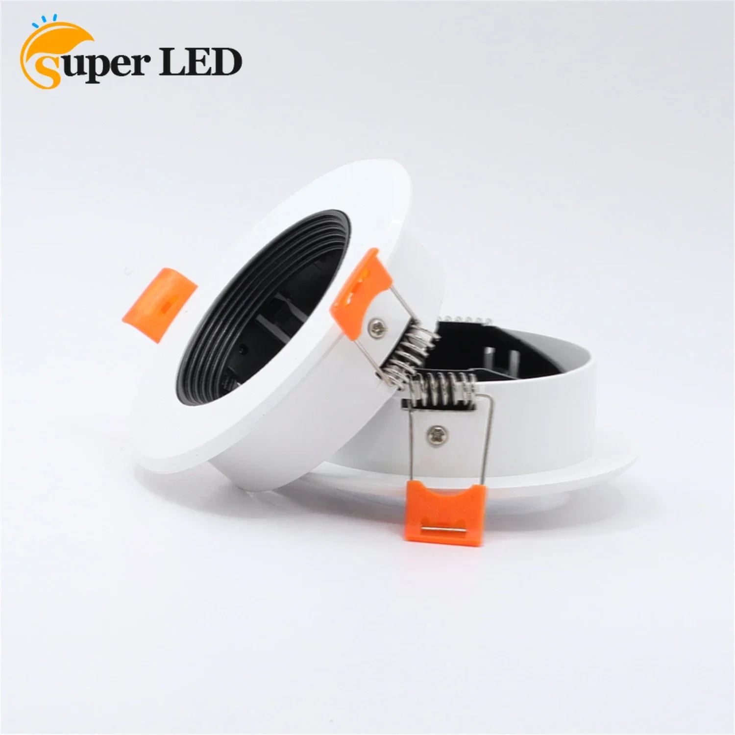 Rodada embutida LED teto Downlight titular, ângulo ajustável Spot Light Frame, Base para baixo Fitting Fixture