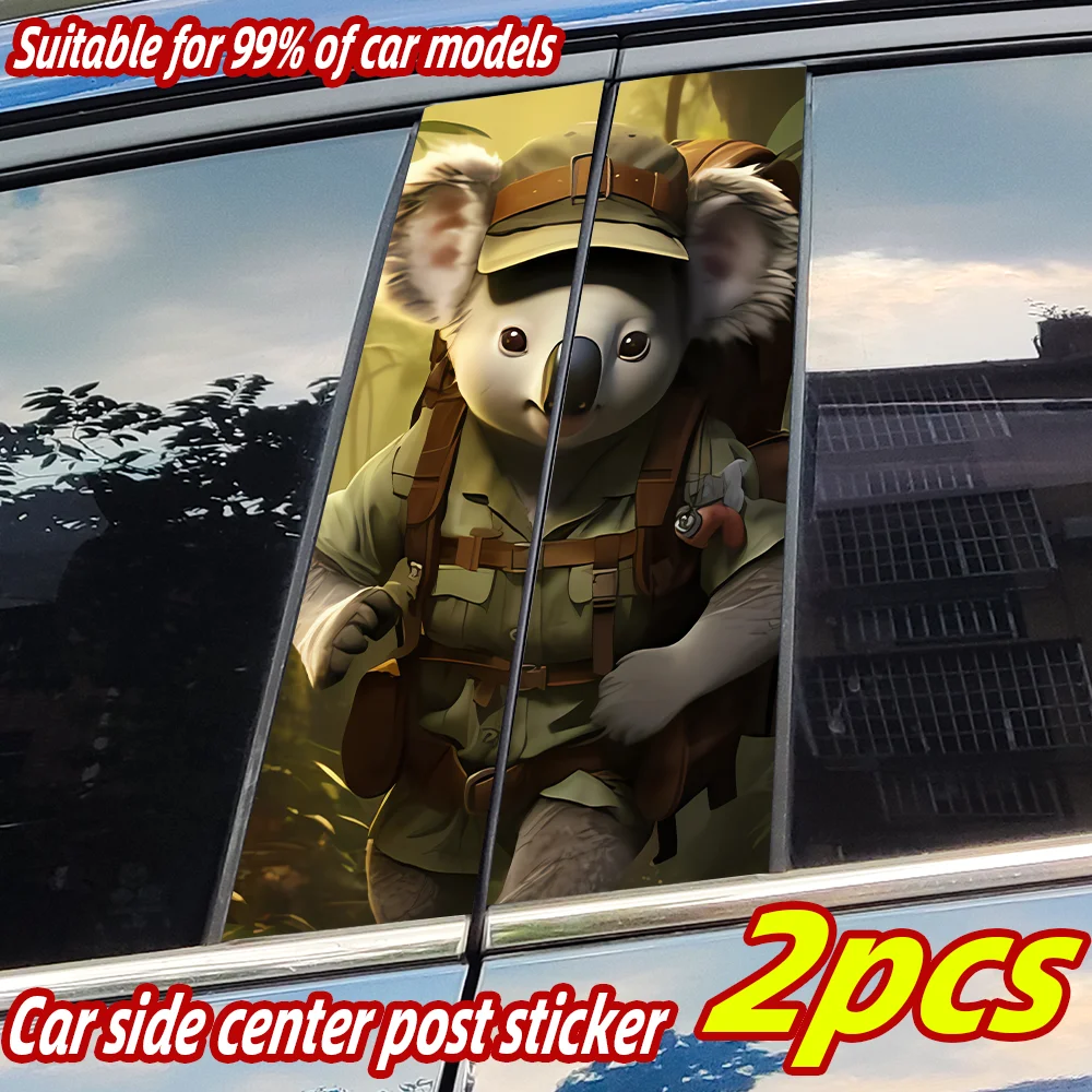 

Koala Soldier Car Stickers Auto B Pillar Waterproof Decoration Cover Scratches Car Doors Pillar Sunscreen Decals Accessories