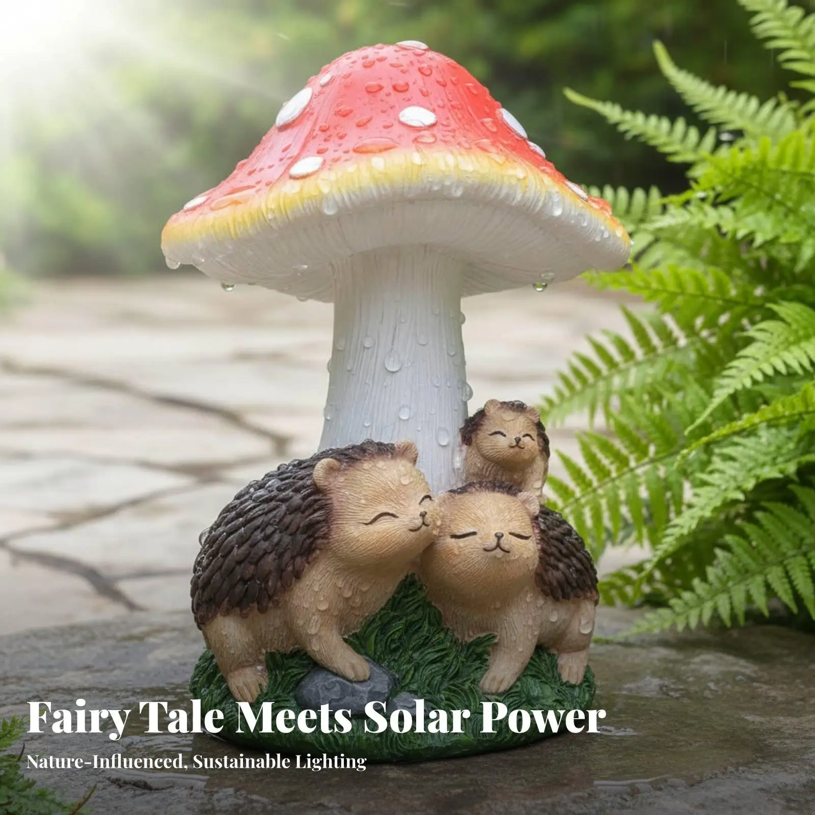 Solar Garden Figurine Lantern Resin Mushroom House with Gnome for Patio Walkway Flower Bed Lighting