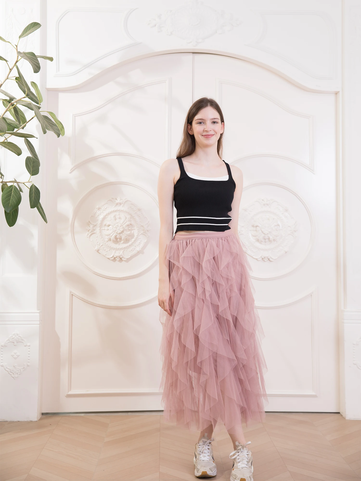 

Женская юбка-пачка из тюля, длинная Плиссированная юбка с высокой талией в Корейском стиле, 2024