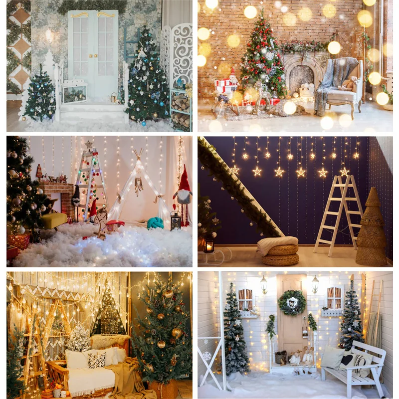 

ZHISUXI Christmas Photography Background Christmas tree Fireplace Backdrops For Photo Studio Props 2299 SDJ-05