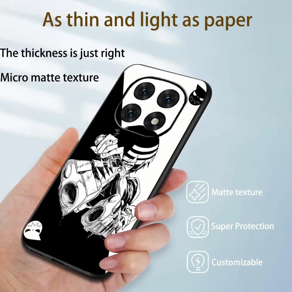 Coque de téléphone au design cool avec motif Soul Eater, coque de téléphone noire souple pour Redmi Note15 11 12 13 14Pro Plus S 5G 14C A3