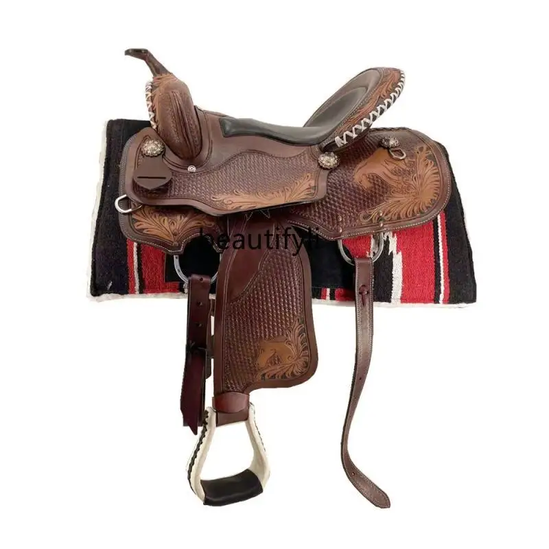 Western Saddle Fine Riding Equestrian Supplies Horse Harness Imported Pure Cowhide Knight Riding Riding Equipment