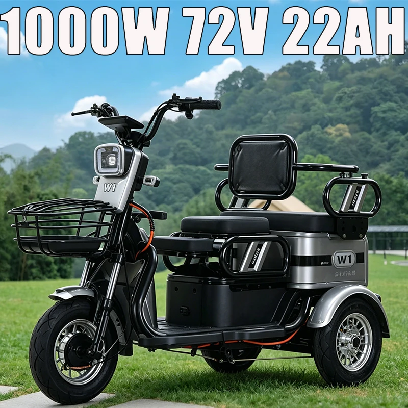 Household Multi-Purpose 3-Wheel Electric Scooter Adult Vehicle Daily Family Transport Tool for Moms Pick & Drop Off School Kids
