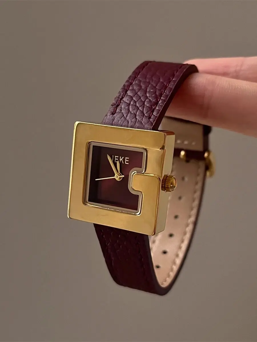 2026 Retro Square Watch For Women Ins Exquisite High-End Niche Design Waterproof Simple Belt Quartz Watch Birthday Gift