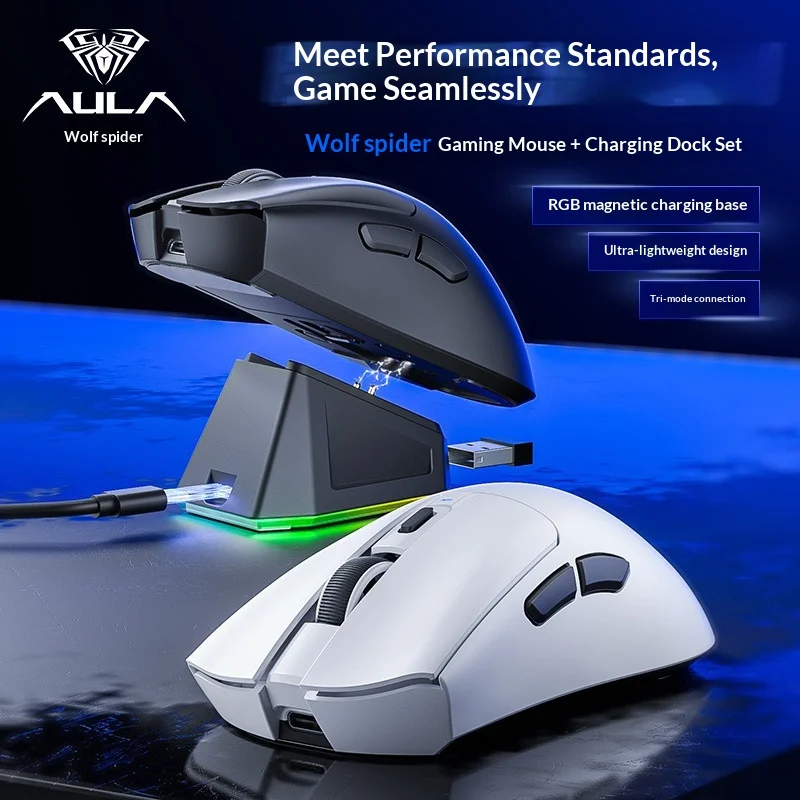 

Hot Wolf Spider Sc380 Wireless Mouse Bluetooth Three Modes Rgb Gaming Lightweight Gaming With Charging Base Mouse