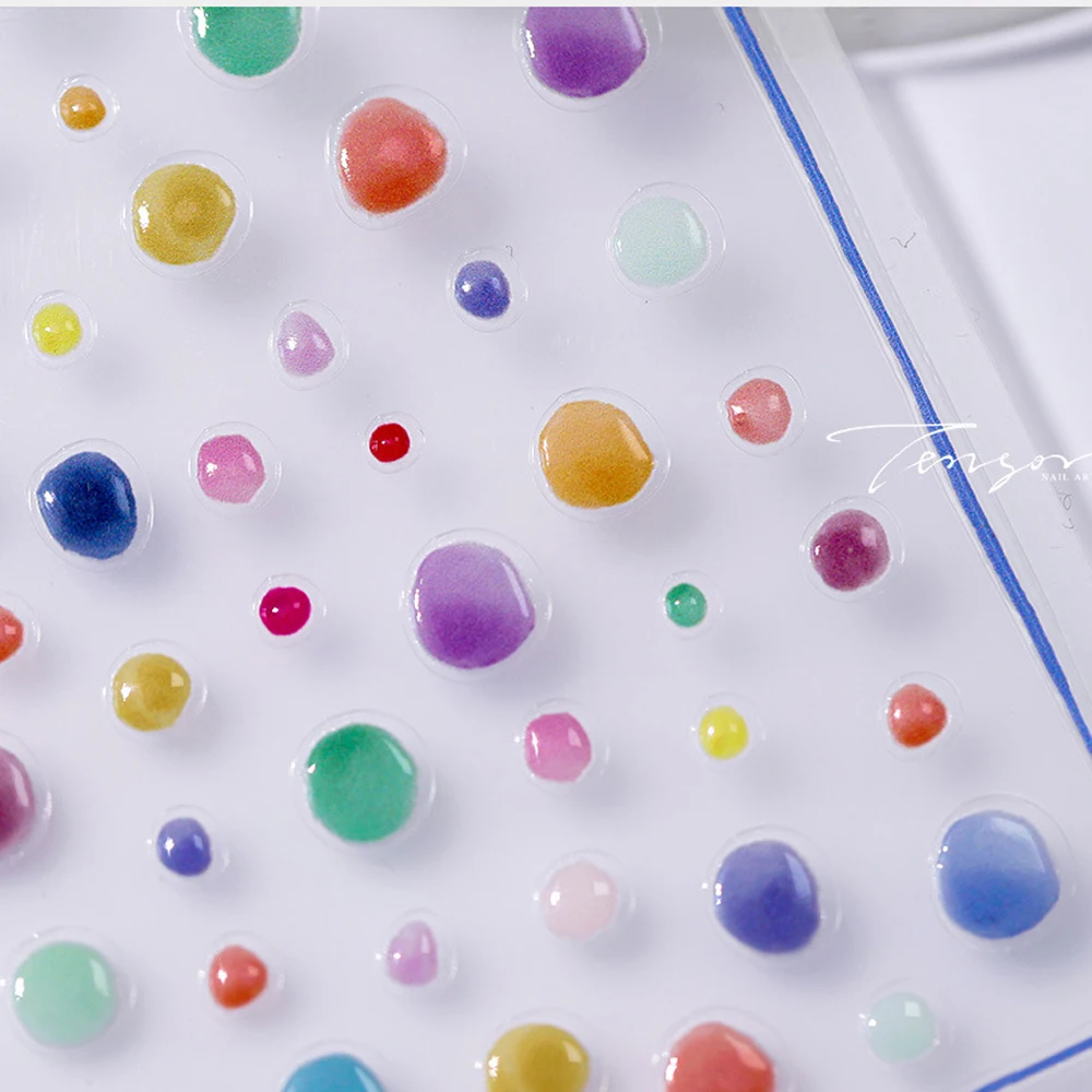 Cute Bear Apple Lace Bowknot Colorful Flower Petals Grid Polka Dot Jelly 5D Nail Art Sticker Self Adhesive Manicure Decal DIY