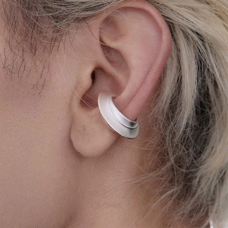Abstract Layer Ear Cuff Jewelry Accessories For Male Female Copper Alloy Pierceless Ear Wrap Rough Striped Texture Fashion Punk