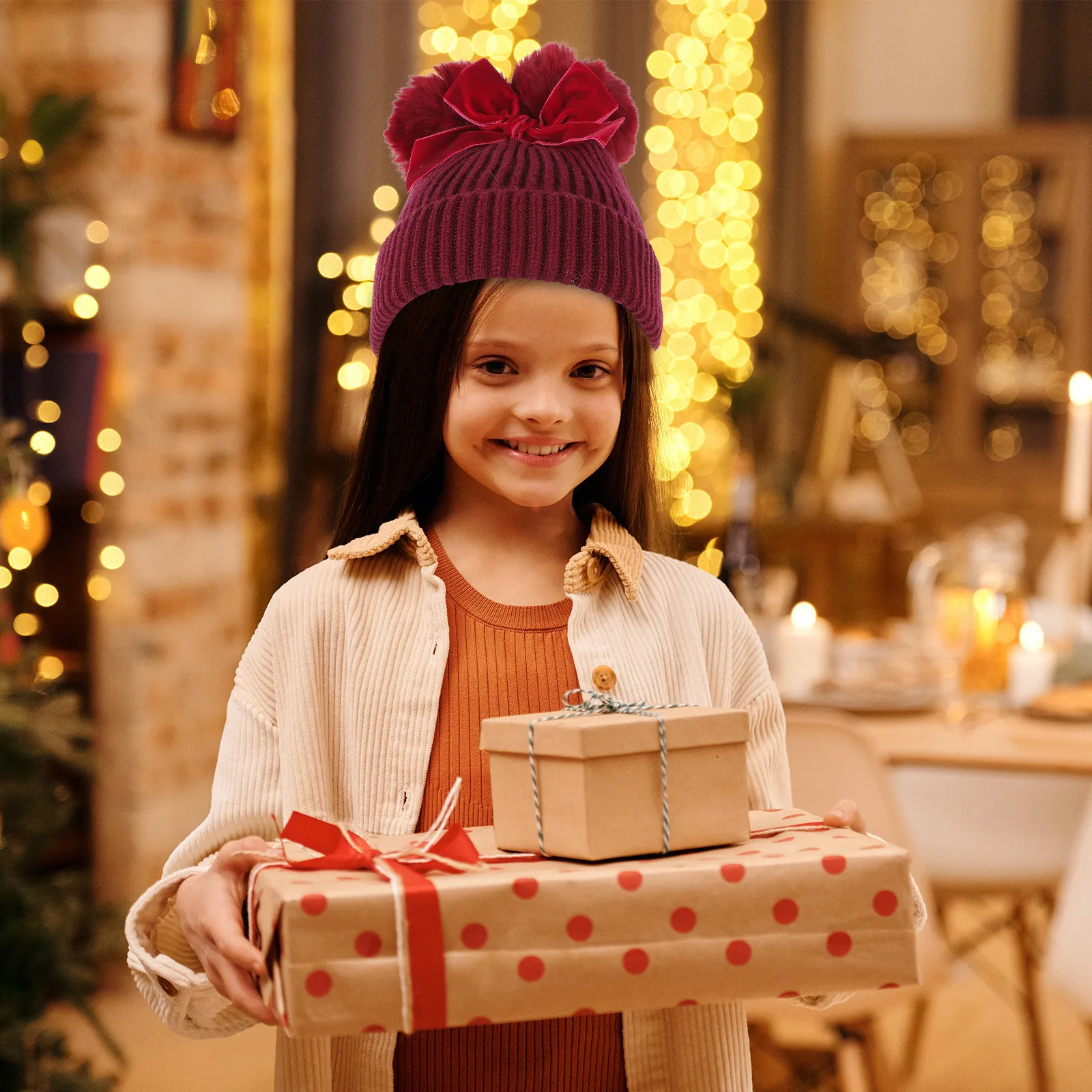 

1 шт. детская вязаная шапка ярких цветов, эластичная, удобная, зимняя, для дома и прогулок, теплая, на все сезоны