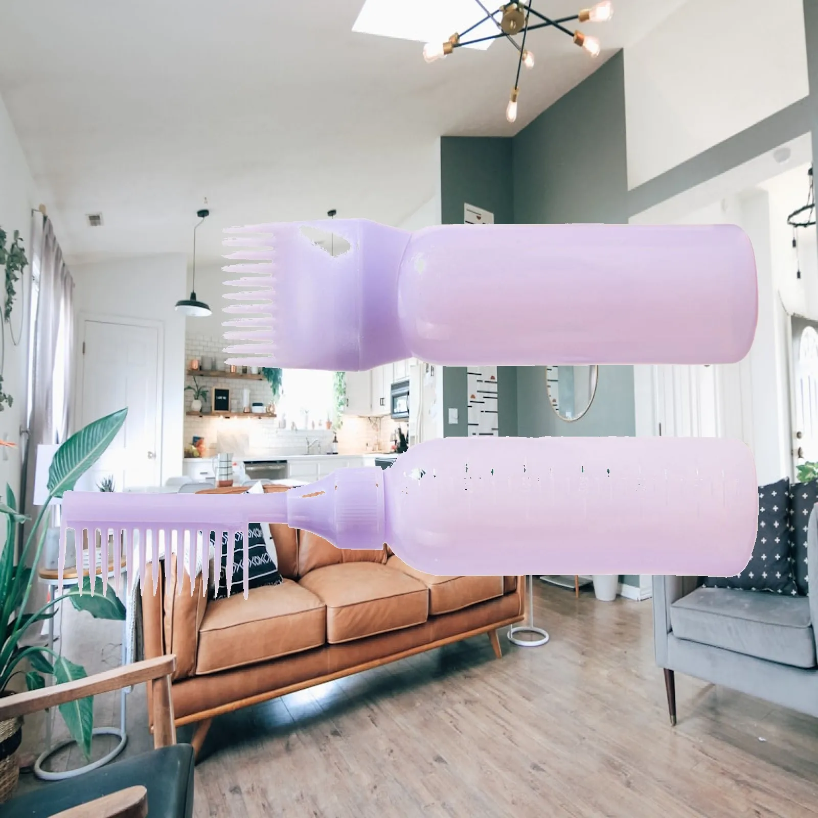 2Pcs Hair Oil Bottle, Comb Bottle, Refillable Hair Oil Bottles Hair Coloring Bottle Brush Bottle for Hair Dye
