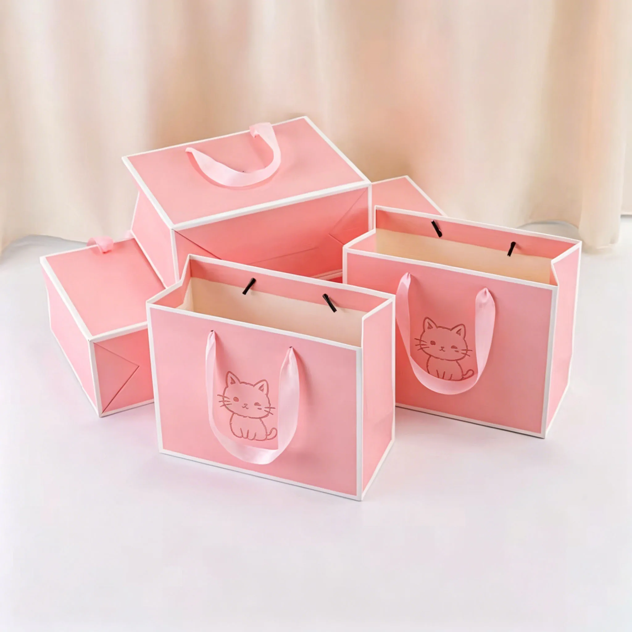 

50pcs Kraft Paper Tote Bag Custom Logo Jewelry Packaging Bags with Handles Wedding Bridal Shower Gift Shopping Perfume Pack Sack