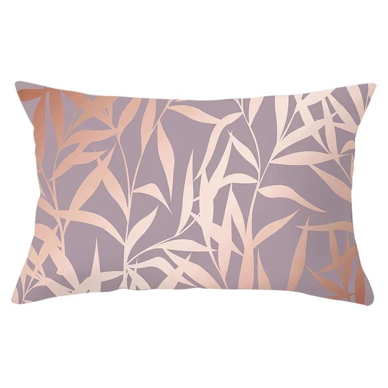 30x50cm Rose Gold Pink Geometric Cushion Cover Abstract Leaves Pillow Cases Living Room Home Decoration Waist Throw Pillowcase