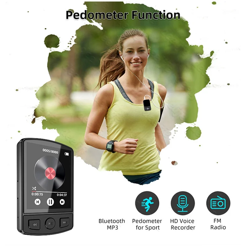 

New-Sport Clip Walkman Portable Audio Hifi Sound Bluetooth-Compatible 5.0 With1.8 Inch Screen Withsports Back Clip