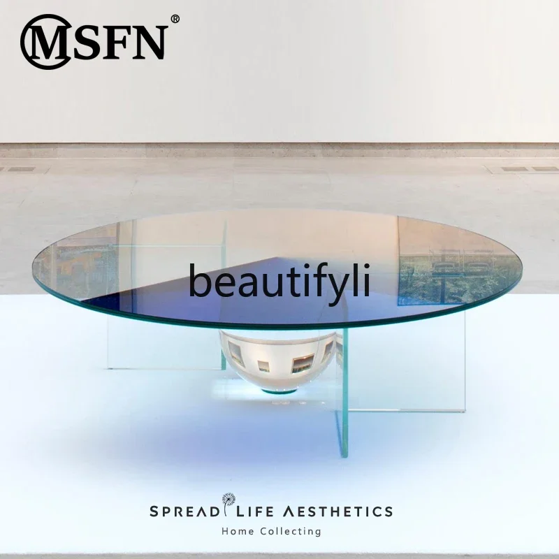 Nordic modern creative acrylic gradual change coffee table transparent crystal ball round home living room coffee table