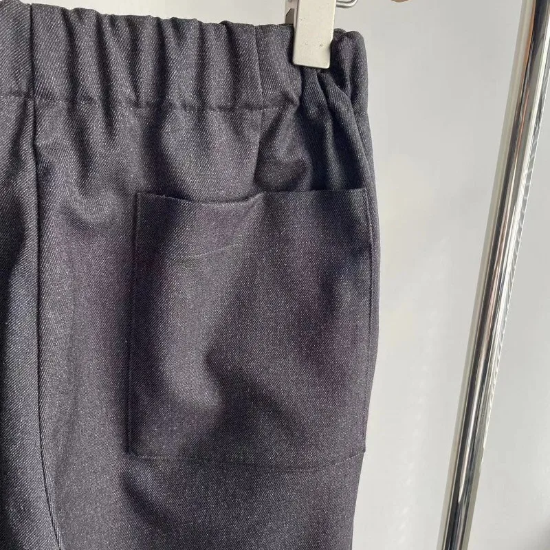 New Autumn and Winter Wool Blended Floor-length Wide-leg Mid-waist Trousers for Women Gray Straight Wide-leg Casual Pants