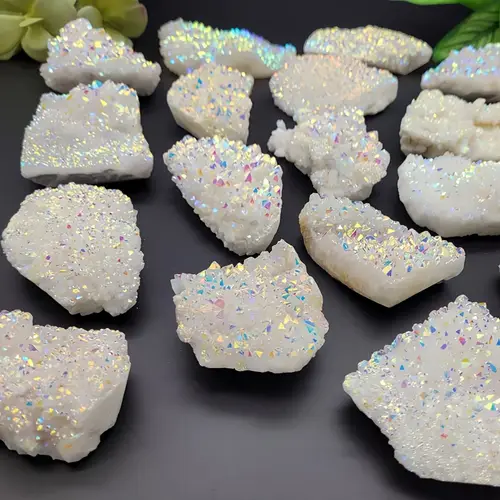 1pc Angel Aura Quartz Cluster, Rainbow Crystal Geode, Raw Natural Electroplating Quartz Rainbow Color, home decoration stones - Image 4