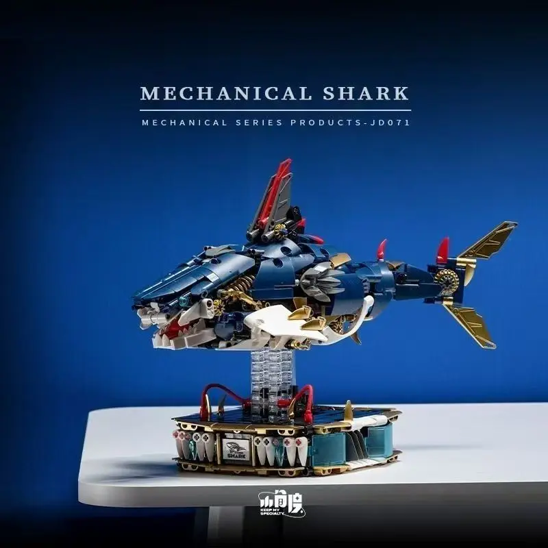Cool Shark Mecha Mechanical Sea Animals Building Blocks DIY Movable  Shark Piranha Creative Technical MOC Desktop Decor Gift