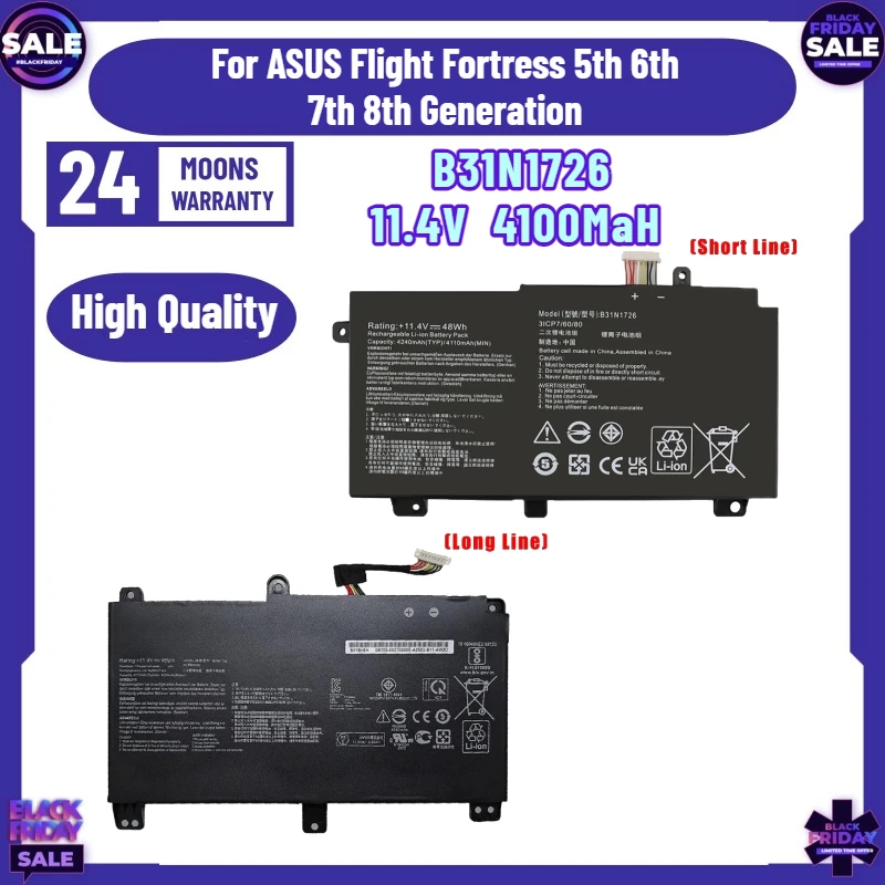 B31N1726 Battery For ASUS Flight Fortress 5th 6th 7th 8th Generation FA506 FX95G And 1st/2nd Generation Batteries