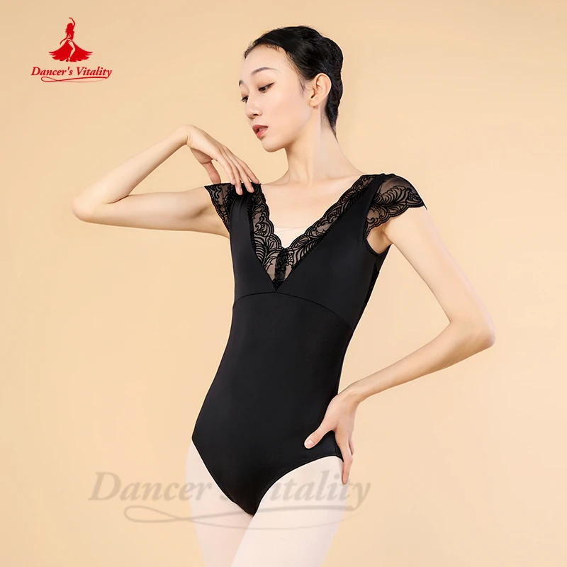 

Ballet Dance Leotards for Women Gymnastics Art Examination Body Training Clothes One Piece V-neck Short Sleeves Yoga Bodysuit