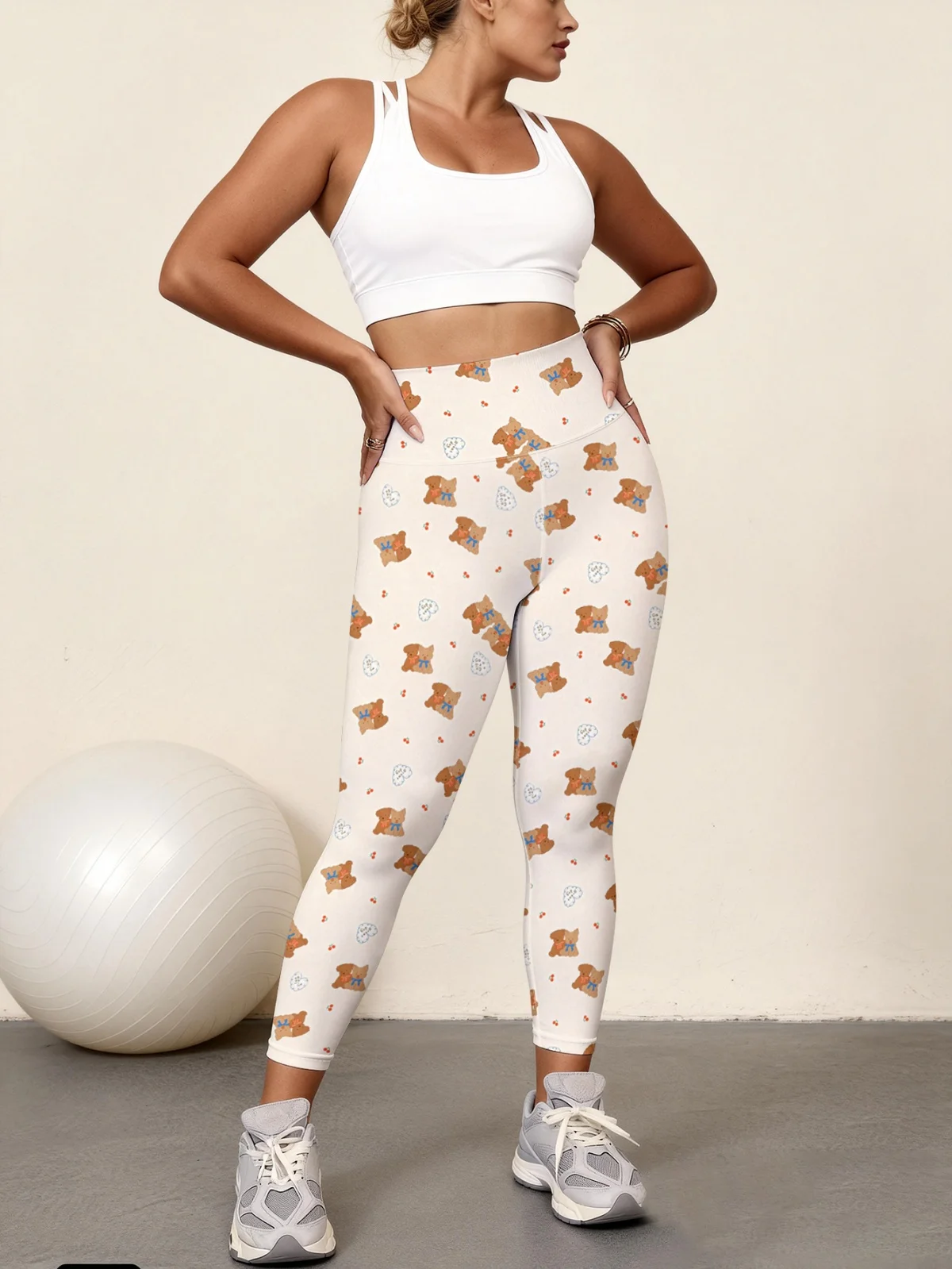 

Женские брюки для йоги с высокой талией и принтом Little Bear and Love, эластичные быстросохнущие спортивные леггинсы, леггинсы для фитнеса и тренажерного зала.