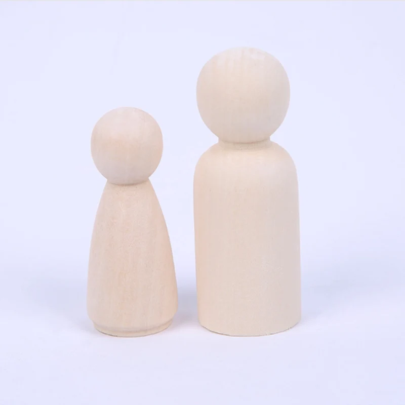 10PCS 35/43mm Peg Dolls Men And Woman Wood Family Dolls Kids Room Decor DIY Graffiti Handmade Wooden Blank Children'S Goods Toy