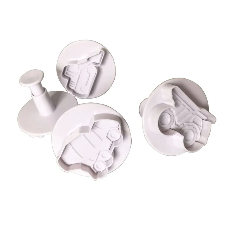 4Pcs Biscuits Baking Printing Vehicles Theme Mold Cookies Cutter Press Stamp Baking Mold Cake Curling Embossing Mold DIY Tools