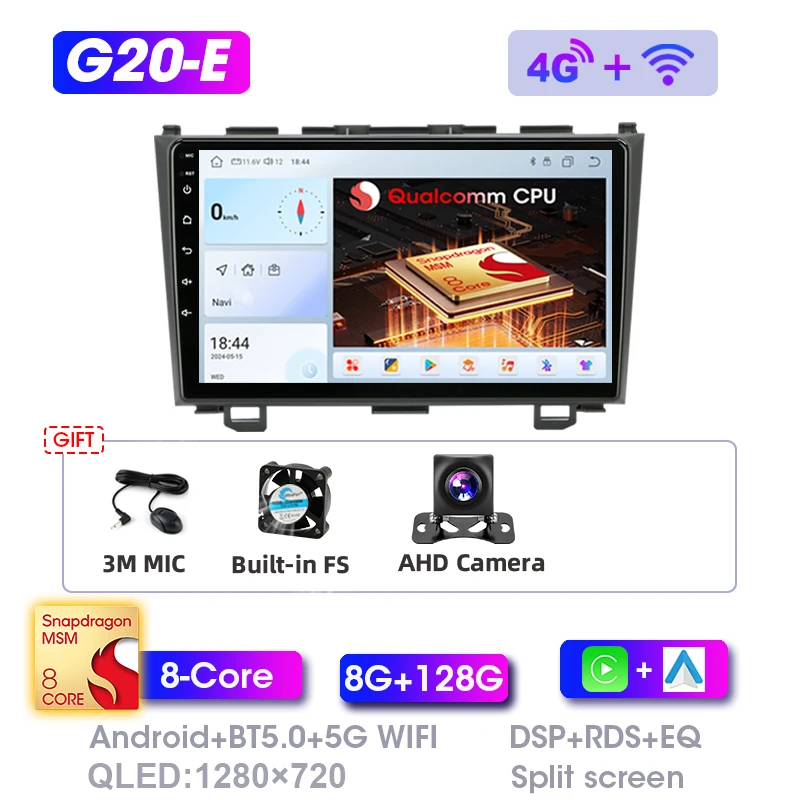 Srnubi Android Autoradio CarPlay GPS Navigatie Bluetooth Multimedia Video Player Voor Honda CRV CR-V 3 RE 2007-2011 2Din Stereo